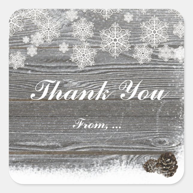 Stickers neige rustique d'hiver et Pinecones (Devant)