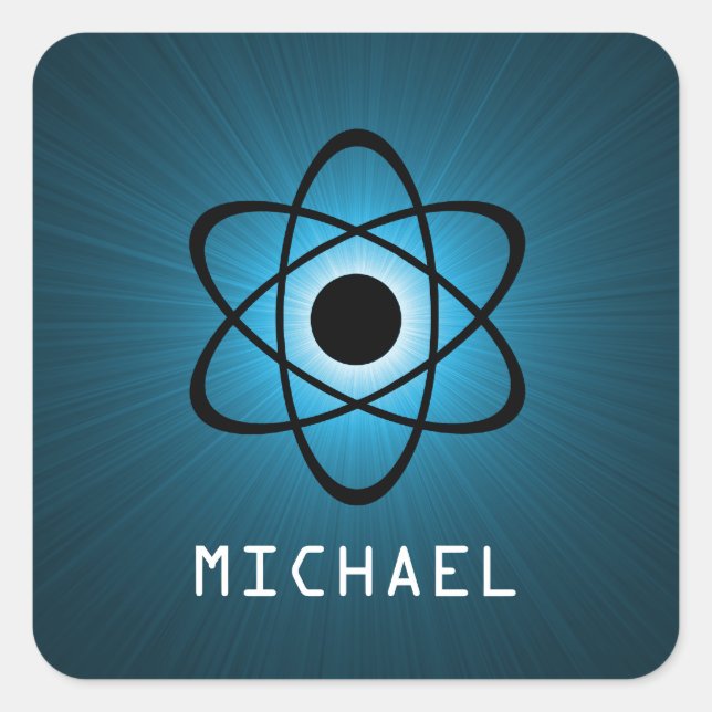 Stickers Nerdy atomique personnalisable, Bleu (Devant)