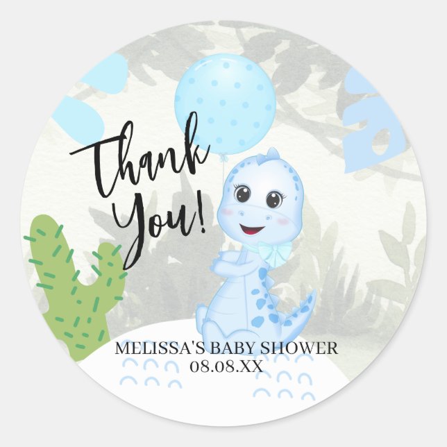 Stickers Niedlich Baby Blue Dinosaur Ballon (Vorderseite)
