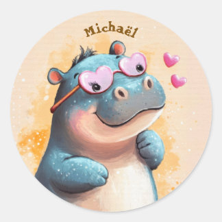 Stickers Nilpferd Valentinstag Kinder Schule