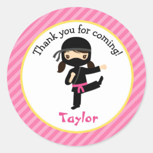 Stickers Ninja Anniversaire (Fille Personnalisée F