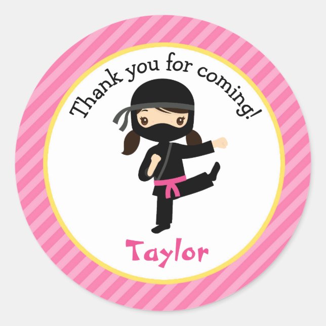 Stickers Ninja Anniversaire (Fille Personnalisée F (Devant)