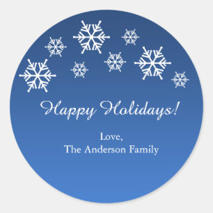 Stickers Noël de Noël Blue & White Snowflakes