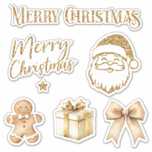 stickers Noël ensemble de 6 parties scintillant or