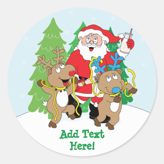 Stickers Noël rond Père Noël Personnalisez (Devant)