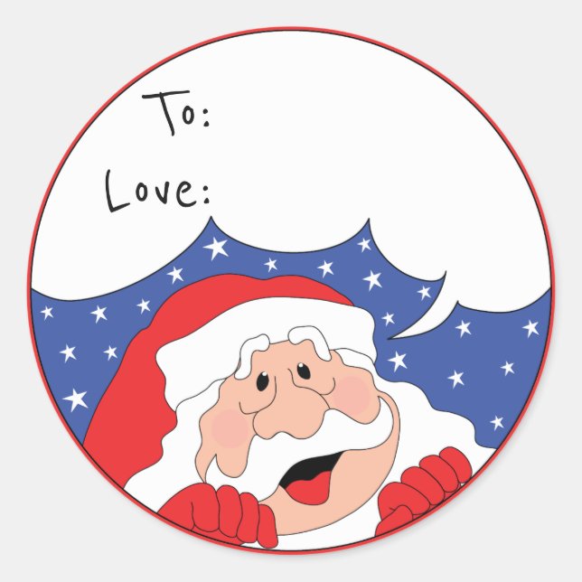 Stickers Noël Round Père Noël dit Personnaliser (Devant)