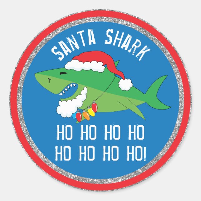 Stickers Noël Round Père Noël Shark Personnalisez (Devant)