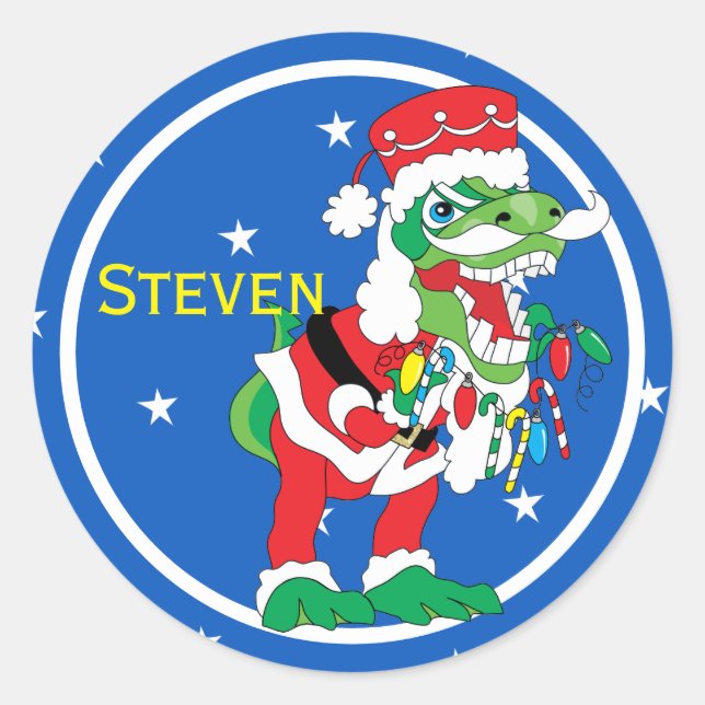 Stickers Noël TySANTAsaurus Rex 2 Personnaliser (Devant)