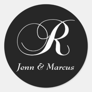 Stickers Noir Blanc Monogramme R Mariage