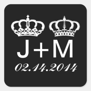 Stickers Noir Blanc Royal Couple Mariage Faveur No