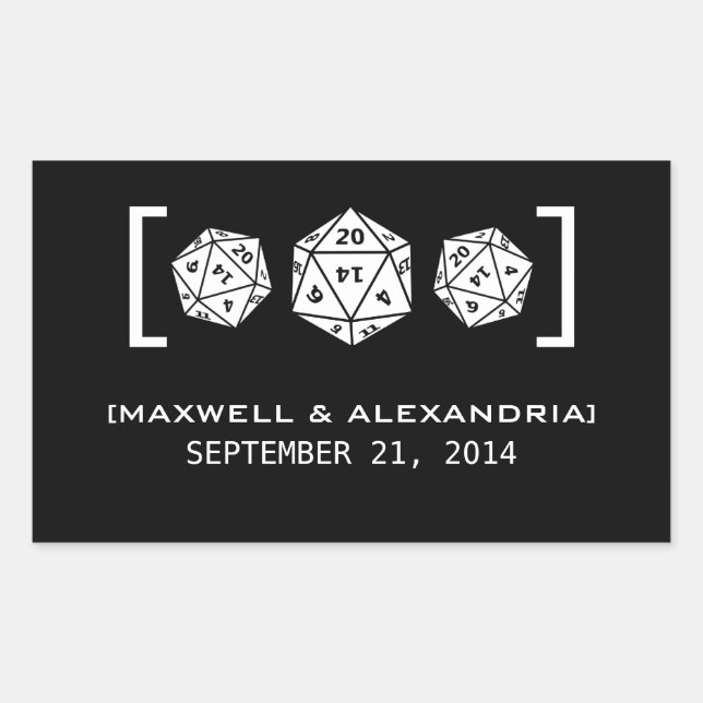 Stickers Noir D20 Dice Gamer Mariage (Devant)