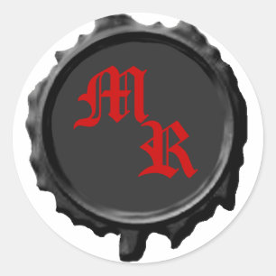 Stickers Noir et Rouge Monogramme Seal Mariage