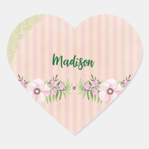 Stickers Nom Coeur Rose Enfants