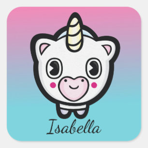 Stickers Nom de Cute Unicorn Emoji Ombre