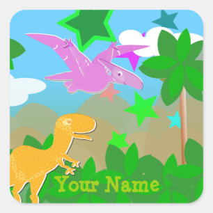 Stickers Nom de Dinosaures Dinosaures couleur mign