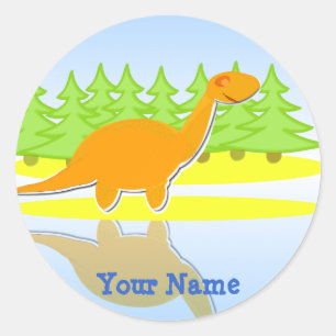 Stickers Nom Dinosaure Carton Orange