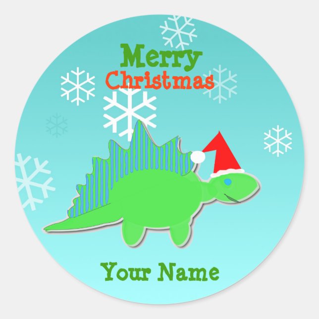 Stickers Nom Dinosaure Joyeux Noël (Devant)