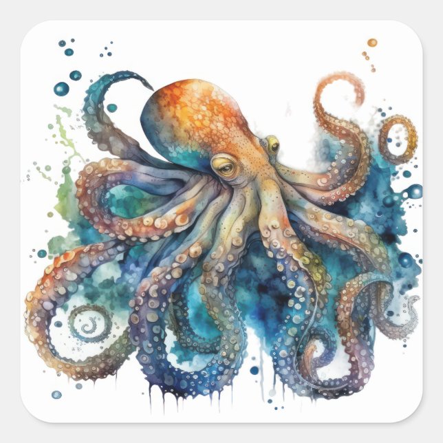 Stickers Octopus aquarelle (Devant)