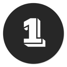 Stickers One Small Round Black Number par Janz