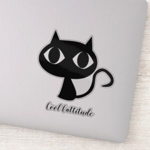Stickers Ordinateur portable en chats noirs simple