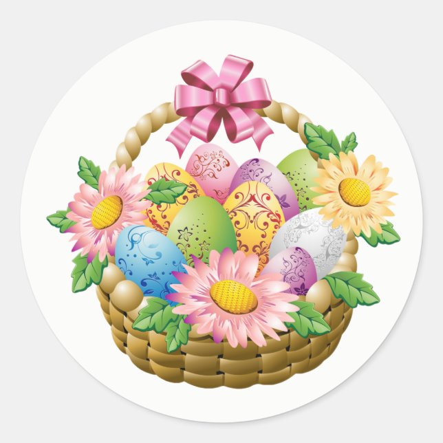 Stickers-Osterkorb Runder Aufkleber (Vorderseite)