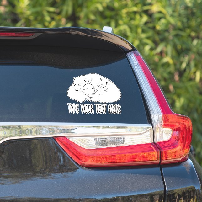 Stickers Ours Polaire Draps Cube Ours Personnalisé (Côté voiture)