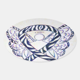 Stickers Ovale Angel Zebra Stripe Awareness