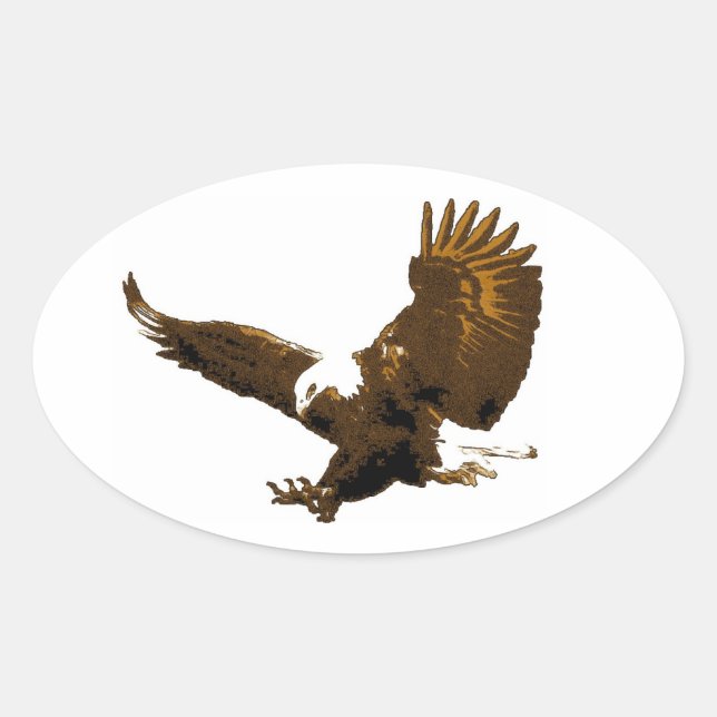 Stickers ovale Bald Eagle Landing (Devant)