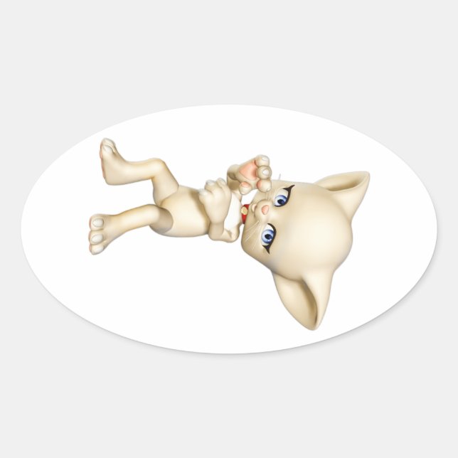 Stickers ovale Chat dansant (Devant)