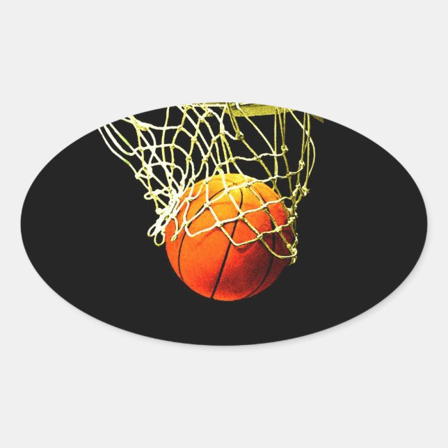 Stickers ovale de basket-ball (Devant)