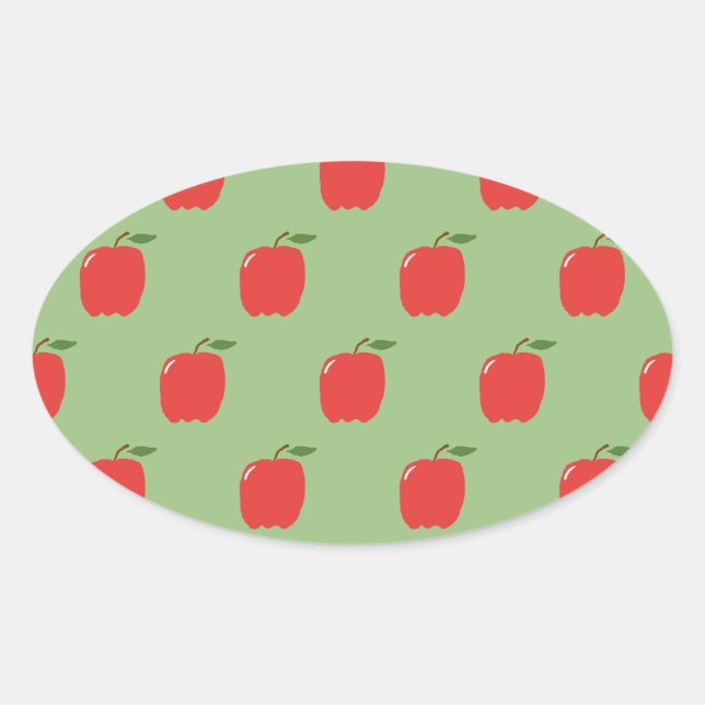 Stickers ovale Pommes (Sage Green & Red) (Devant)