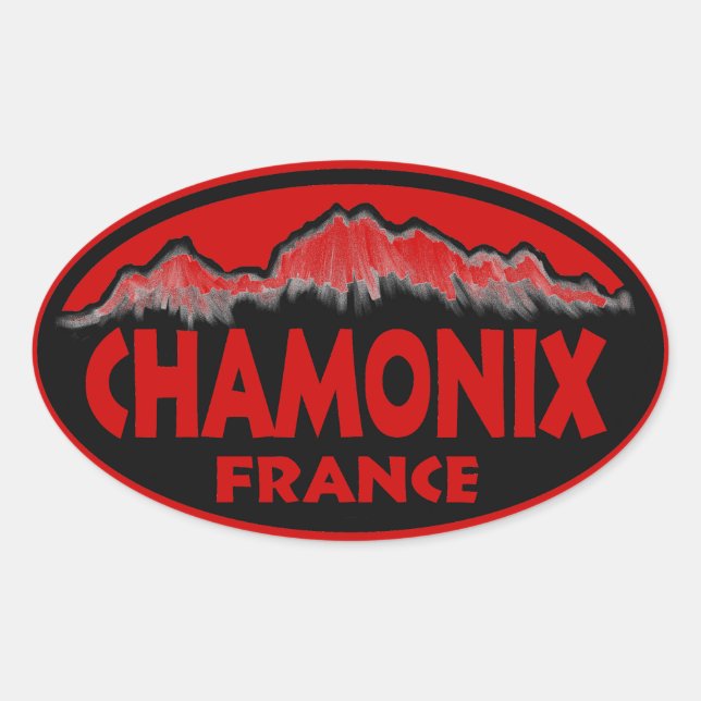 stickers ovale rouge de Chamonix France (Devant)