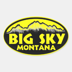 stickers ovales jaunes Big Sky Montana