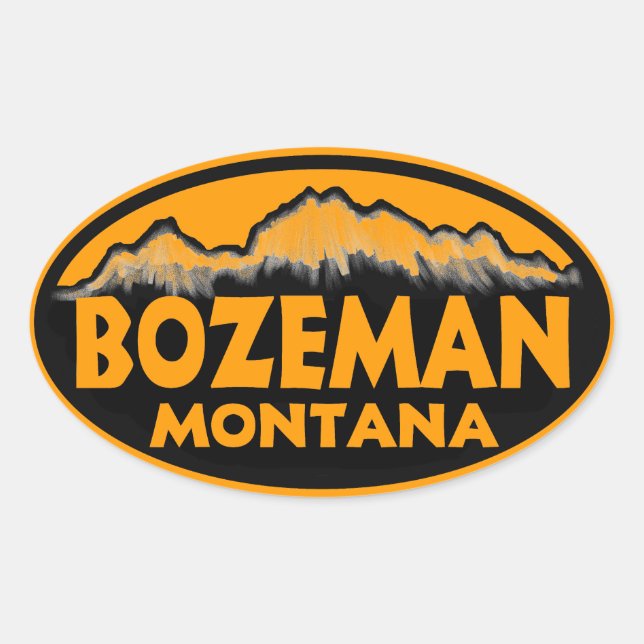 stickers ovales oranges Bozeman Montana (Devant)