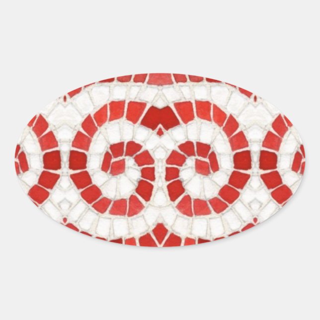 Stickers Ovaux MOSAÏQUES ROUGES (Devant)