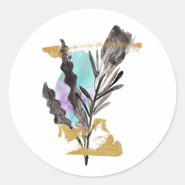 Stickers pack avec fleur Protea et élément or (Devant)