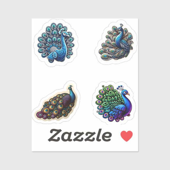 Stickers Pack Cute Peacock 4 (Feuille)