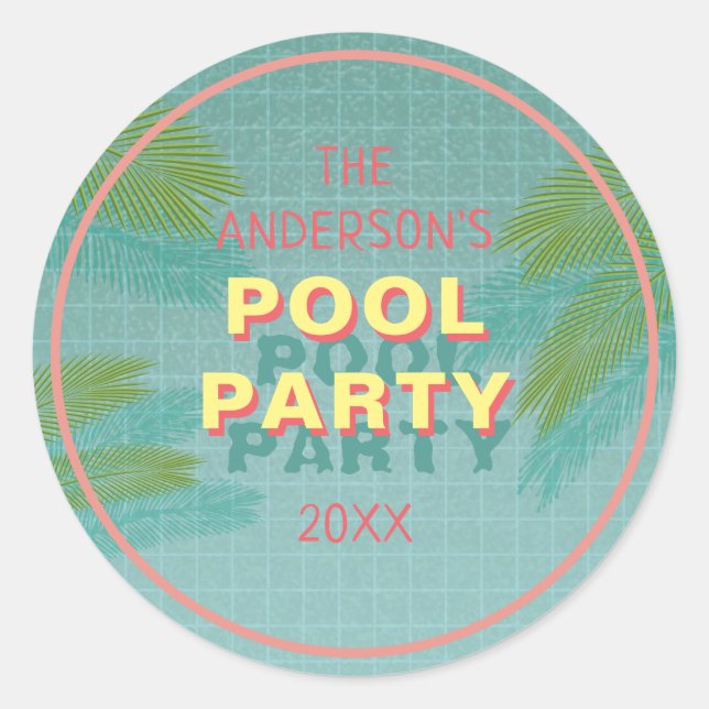Stickers Palm Pool Party (Devant)