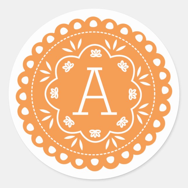 Stickers Papel Picado Monogram - Orange (Devant)