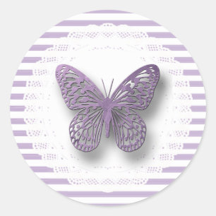 Stickers papillon à rayures violettes