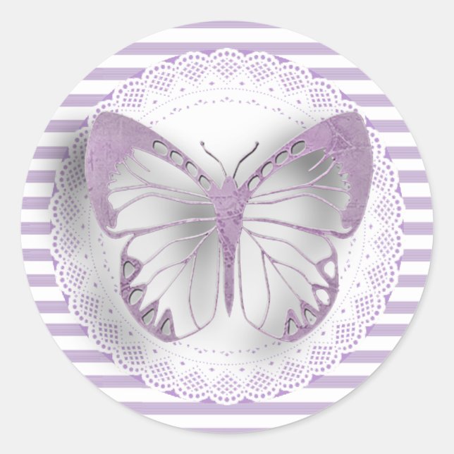 Stickers papillon à rayures violettes (Devant)