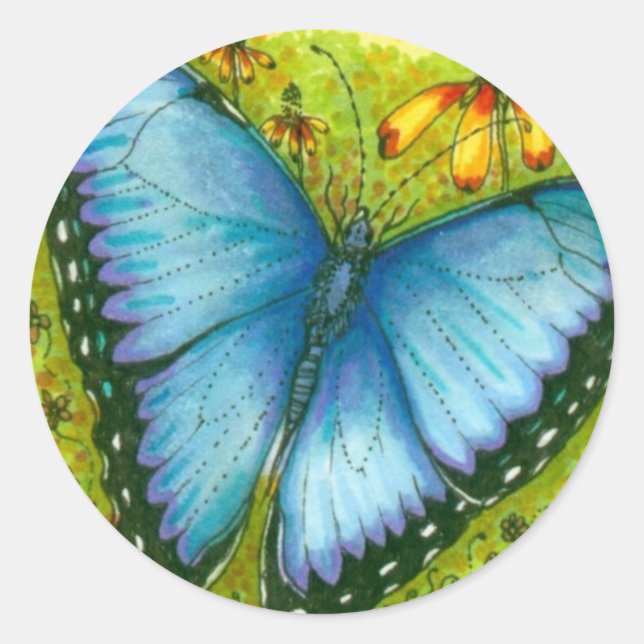 Stickers Papillon bleu Morpho (Devant)