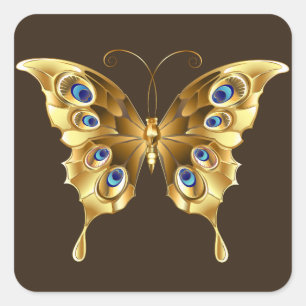 stickers papillon en or