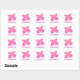 Stickers Papillon Grateful Pink Yellow_Fun