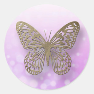 Stickers Papillon Lavande Purple Or