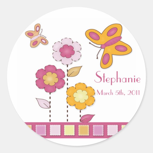 Stickers Papillon orange et rose (Devant)