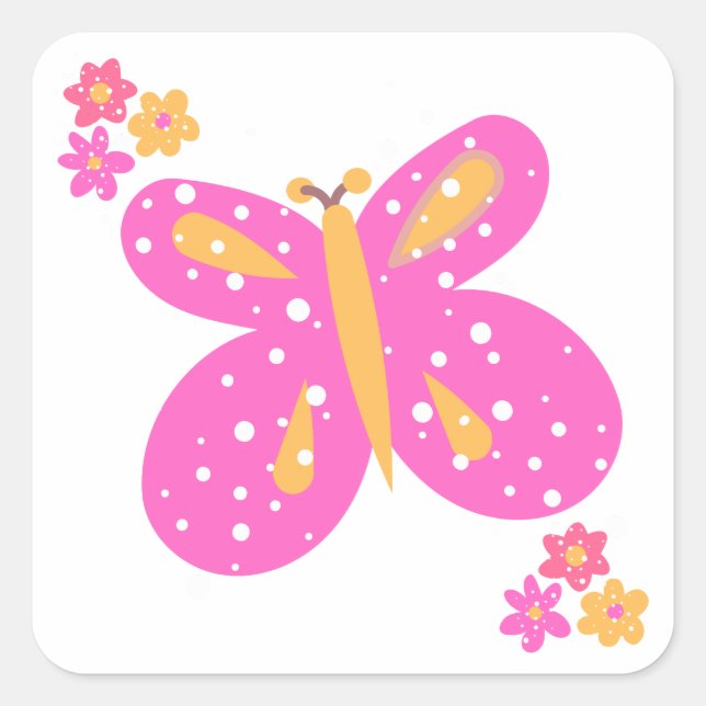 Stickers Papillon Rose Jaune_Fun (Devant)