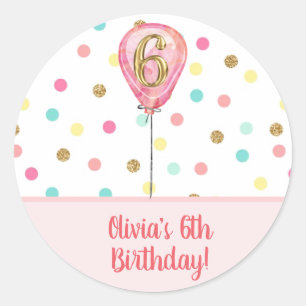 Stickers Parties scintillant ballon fête 6e annive