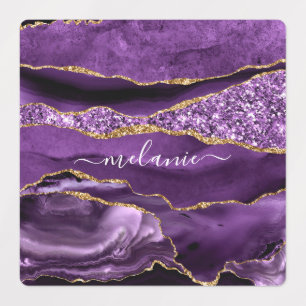Stickers Parties scintillant en or violet avec nom