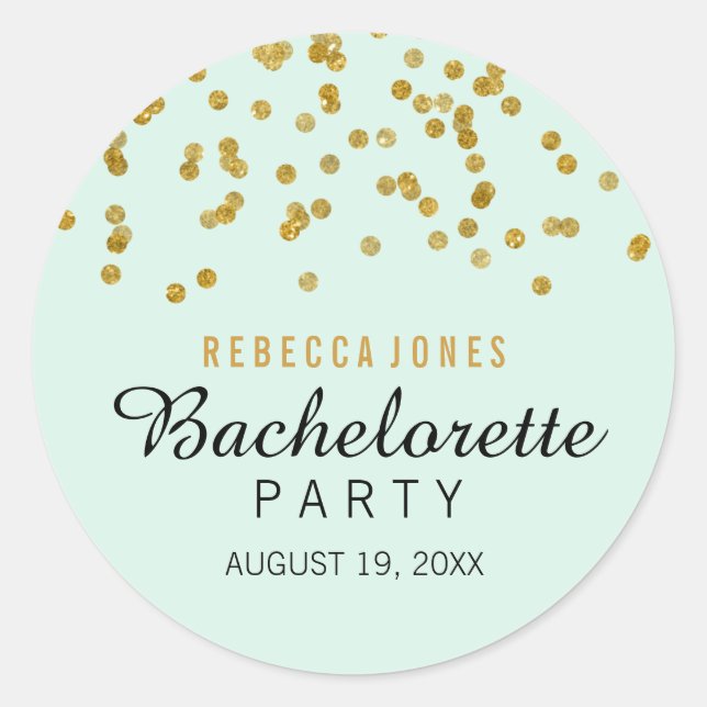 Stickers Parties scintillant Mint Gold Confetti Ba (Devant)